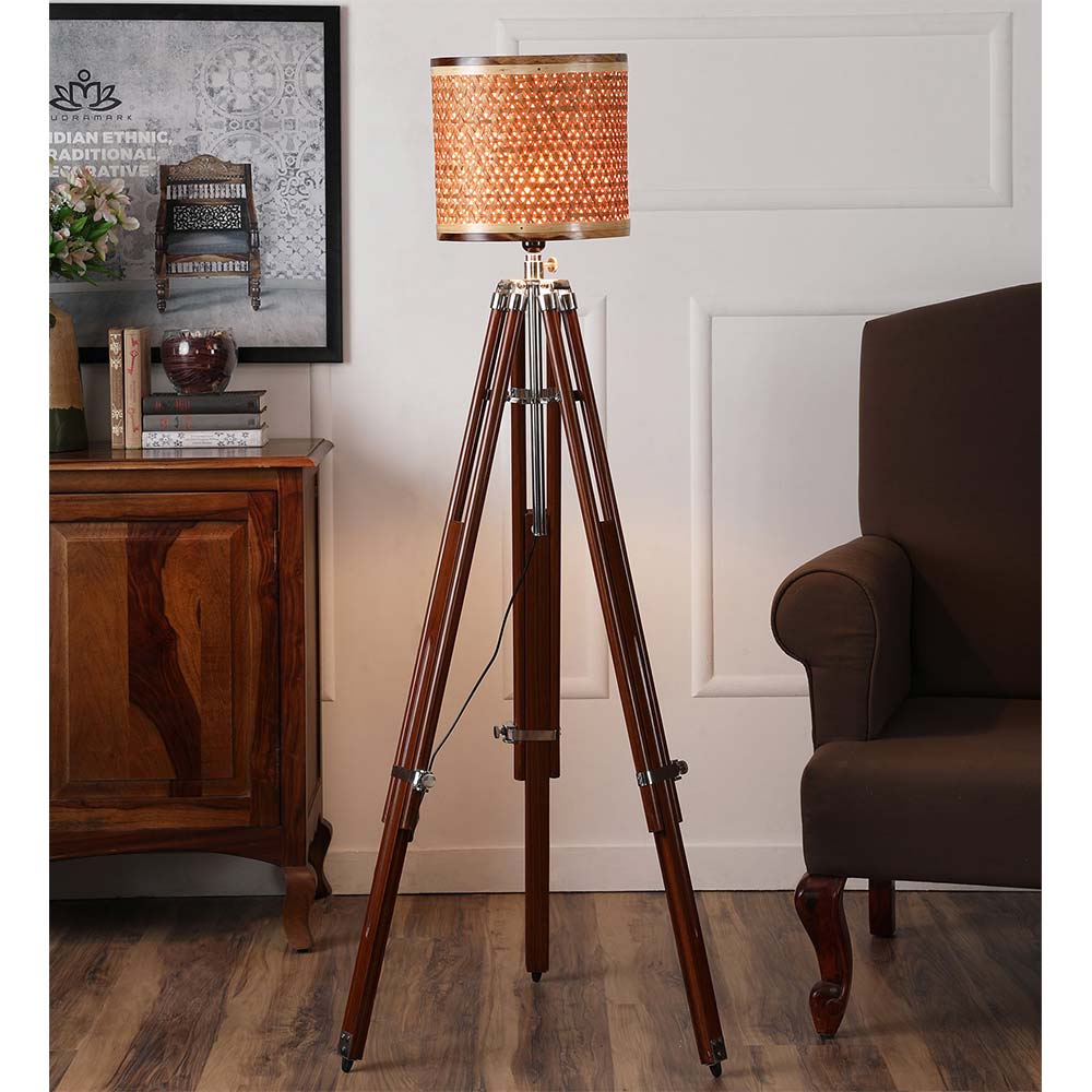 Floor Lamp(KTFL3), Brown Color Floor Lamp, Kraftinn Starnet Large Tripod Lamp, Floor Lamp - IM14182