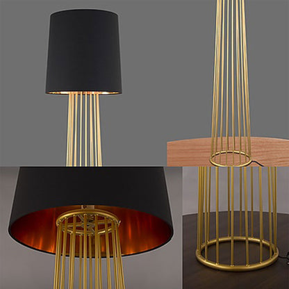 Floor Lamp, Cage Floor Lamp (Sizzling Lights), Standing Light, Black Lampshade with Golden Finish, Floor Lamp - IM14192