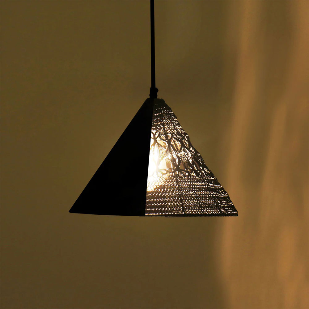 Hanging Light, Warind Handcrafted Upward Cone Hanging Lamp (Home Blitz), Living Room, Bedroom & Kitchen Hanging Lamp, Black Color Haning Light, Hanging Lamp - IM14219