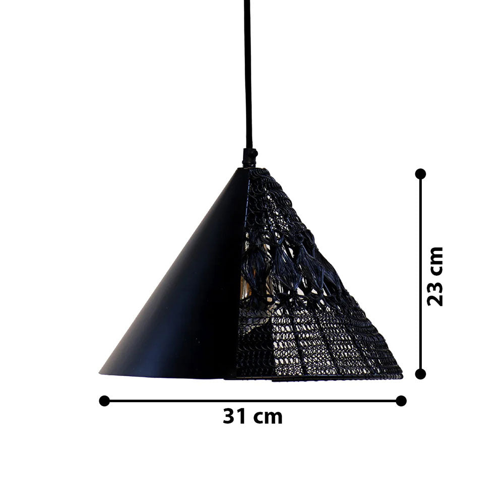 Hanging Light, Warind Handcrafted Upward Cone Hanging Lamp (Home Blitz), Living Room, Bedroom & Kitchen Hanging Lamp, Black Color Haning Light, Hanging Lamp - IM14219