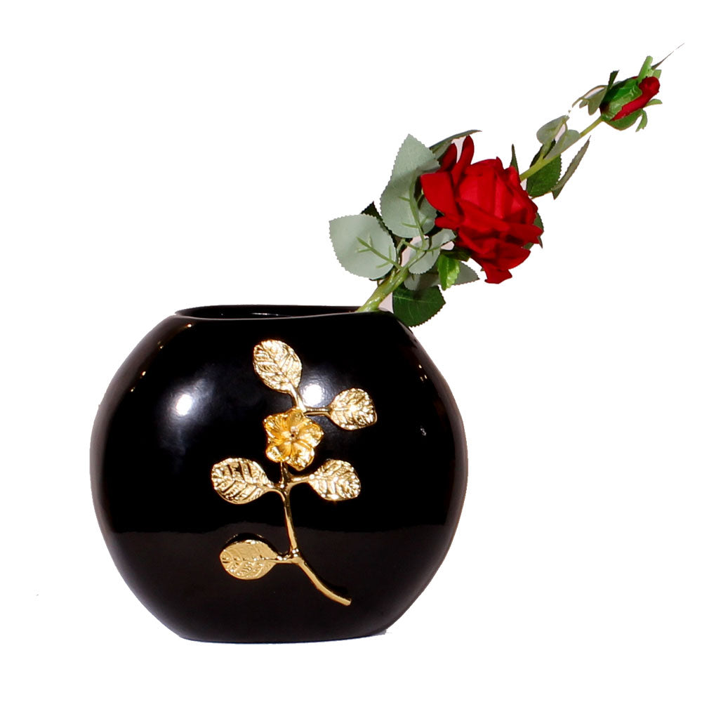 Table Accessory, Black & Gold Color Vase, Vase for Table Accessory, Modern Vase, Vase - IM - 15052