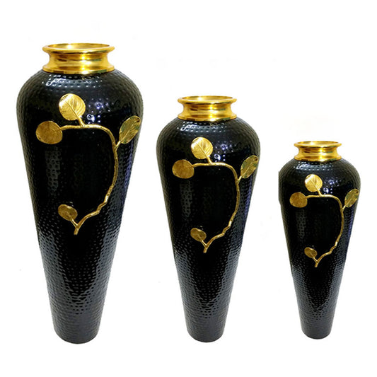 Vase, Vase with Black & Golden Color, Vase for Metal, Vase for Home Decor, Vase - IM15092