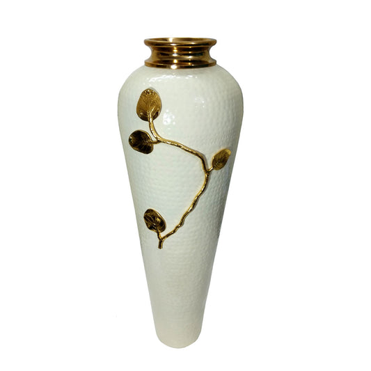 Vase, Vase with White & Golden Color, Vase for Metal, Vase for Home Decor, Vase - IM15094