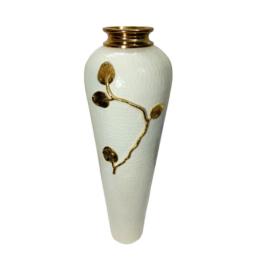 Vase, Vase with White & GoldenColor, Vase for Metal, Vase for Home Decor, Vase - IM15095