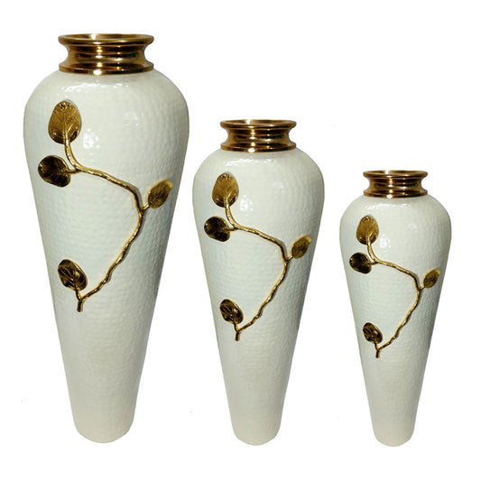 Vase, Vase with White & GoldenColor, Vase for Metal, Vase for Home Decor, Vase - IM15096