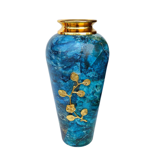 Vase, Vase with Blue & Golden Color, Vase for Metal, Vase for Home Decor, Vase - IM15105