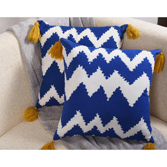 Cushion Cover, Pack Of 2 Cushion Cover, Cushion Cover in 16*16in, Cushion Cover for Living room, Cushion Cover with Blue & White Color, Cushion Cover - IM15159