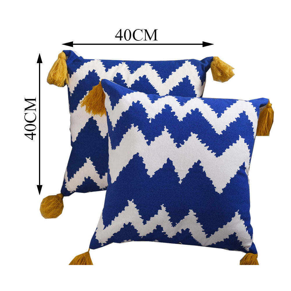 Cushion Cover, Pack Of 2 Cushion Cover, Cushion Cover in 16*16in, Cushion Cover for Living room, Cushion Cover with Blue & White Color, Cushion Cover - IM15159