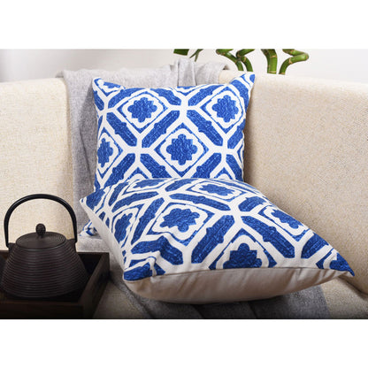 Cushion Cover, Pack Of 2 Cushion Cover, Cushion Cover in 16*16in, Cushion Cover for Living room, Cushion Cover with Blue & White Color, Cushion Cover - IM15160