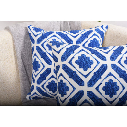 Cushion Cover, Pack Of 2 Cushion Cover, Cushion Cover in 16*16in, Cushion Cover for Living room, Cushion Cover with Blue & White Color, Cushion Cover - IM15160