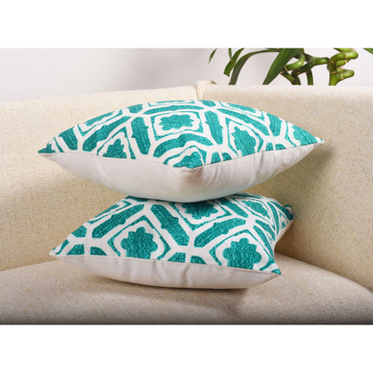 Cushion Cover, Pack Of 2 Cushion Cover, Cushion Cover in 16*16in, Cushion Cover for Living room, Cushion Cover with Green & White Color, Cushion Cover - IM15161