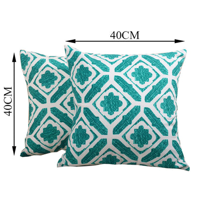 Cushion Cover, Pack Of 2 Cushion Cover, Cushion Cover in 16*16in, Cushion Cover for Living room, Cushion Cover with Green & White Color, Cushion Cover - IM15161