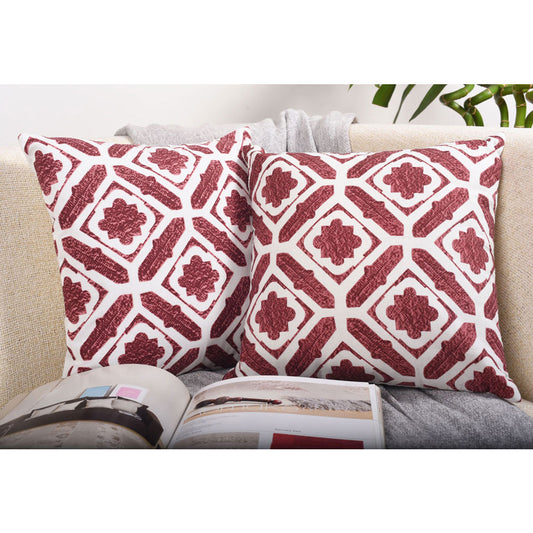 Cushion Cover, Pack Of 2 Cushion Cover, Cushion Cover in 16*16in, Cushion Cover for Living room, Cushion Cover with Red & White Color, Cushion Cover - IM15162