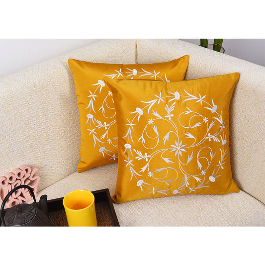 Cushion Cover, Pack Of 2 Cushion Cover, Cushion Cover in 16*16in, Cushion Cover for Living room, Cushion Cover with Yellow & White Color, Cushion Cover - IM15166