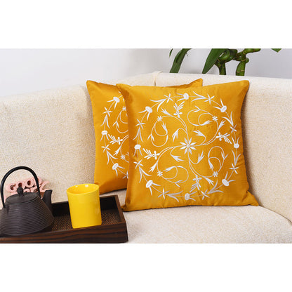 Cushion Cover, Pack Of 2 Cushion Cover, Cushion Cover in 16*16in, Cushion Cover for Living room, Cushion Cover with Yellow & White Color, Cushion Cover - IM15166