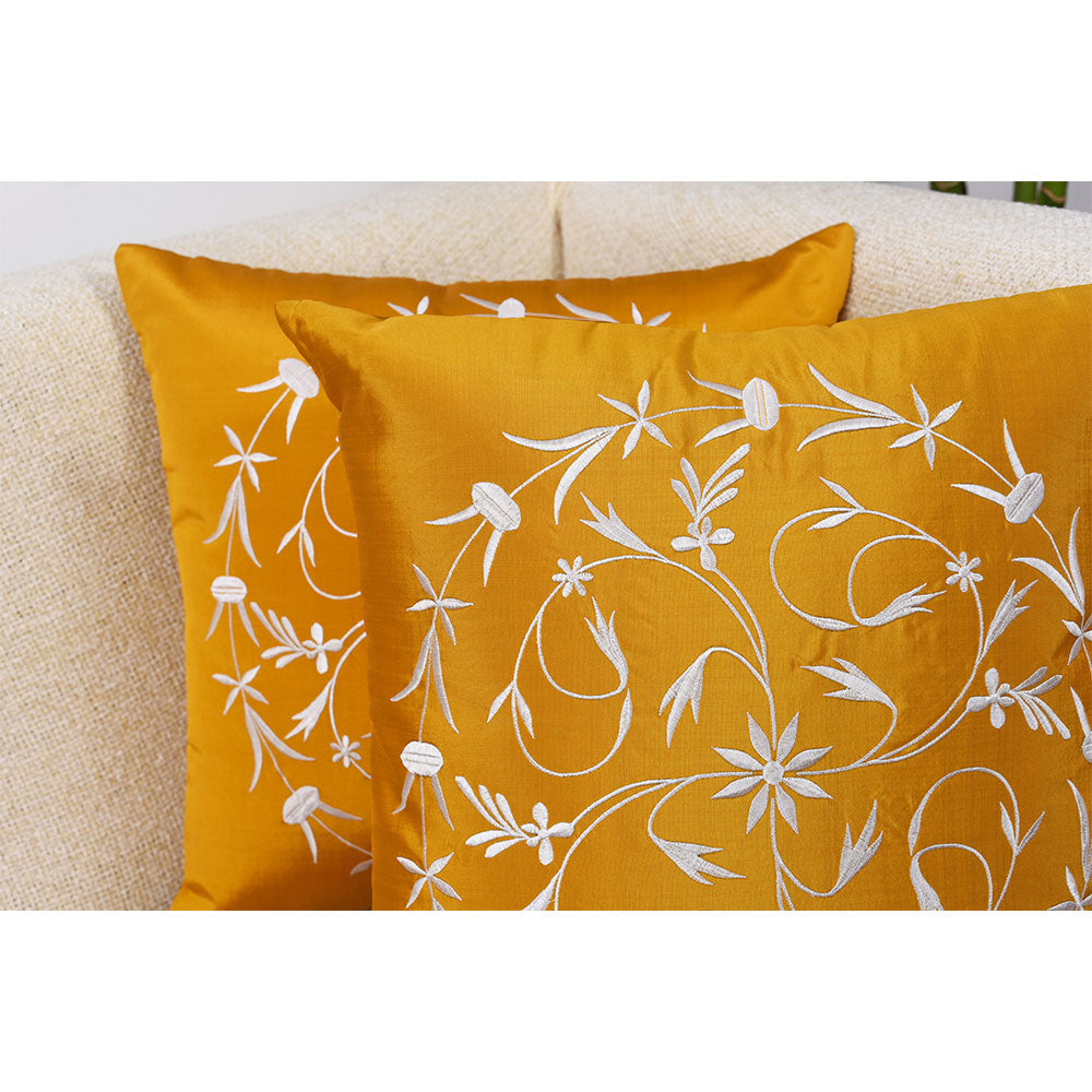 Cushion Cover, Pack Of 2 Cushion Cover, Cushion Cover in 16*16in, Cushion Cover for Living room, Cushion Cover with Yellow & White Color, Cushion Cover - IM15166