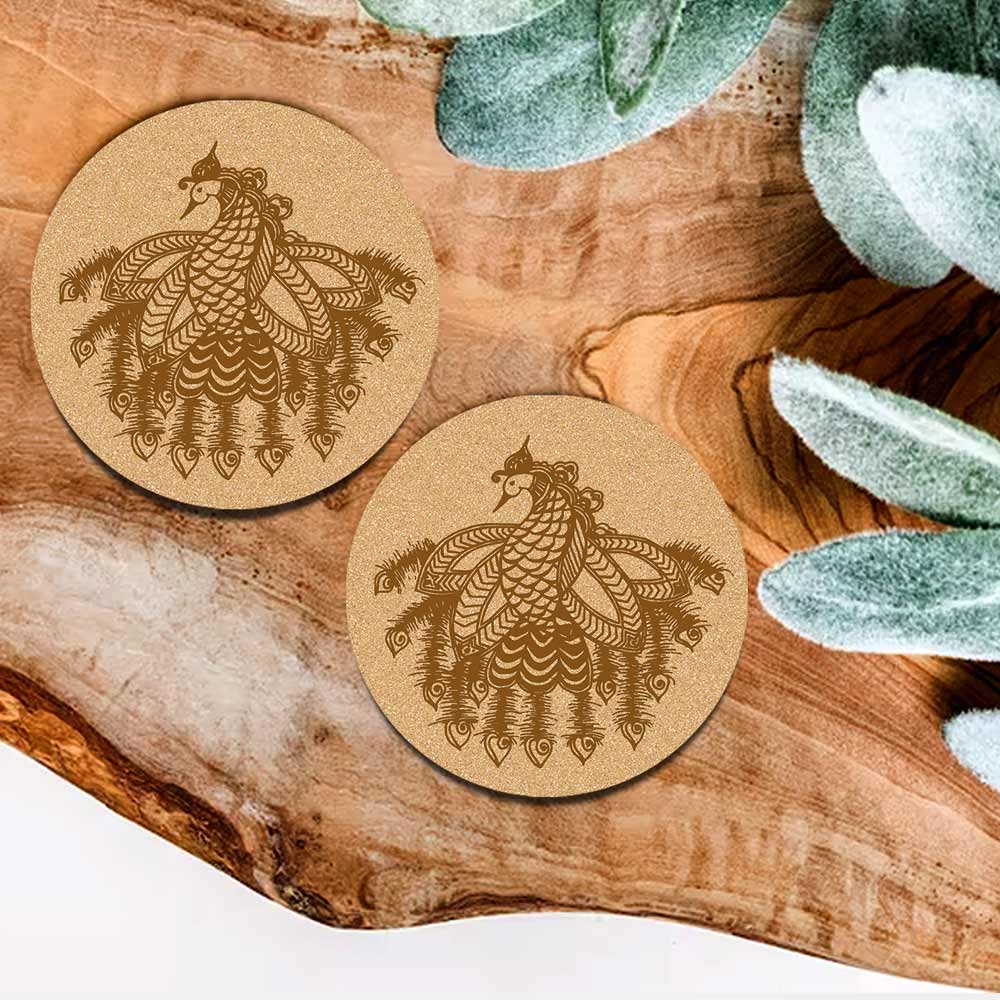 DIY Traditional and Floral Art MDF Wooden Coasters with Brush and Colors, Mandala Coasters, DIY Coastesr, Beige Color Coasters, Set OF 4 Coasters, Coasters & Plates - IM15169