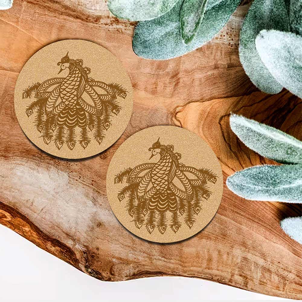 DIY Traditional and Floral Art MDF Wooden Coasters with Brush and Colors, Mandala Coasters, DIY Coastesr, Beige Color Coasters, Set OF 4 Coasters, Coasters & Plates - IM15170