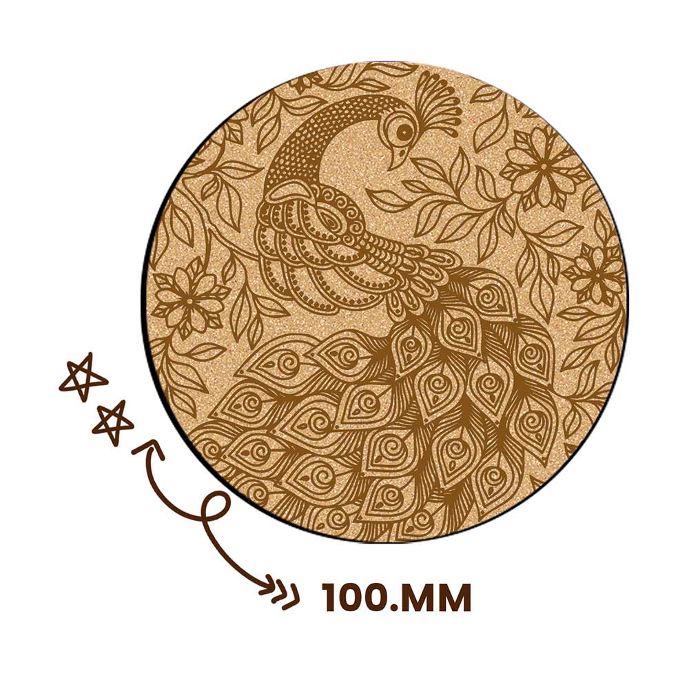 DIY Traditional and Floral Art MDF Wooden Coasters with Brush and Colors, Mandala Coasters, DIY Coastesr, Beige Color Coasters, Set OF 4 Coasters, Coasters & Plates - IM15170