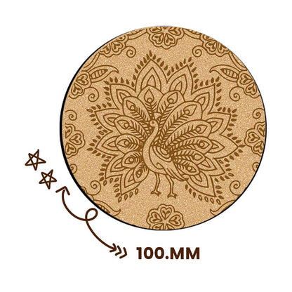 DIY Traditional and Floral Art MDF Wooden Coasters with Brush and Colors, Mandala Coasters, DIY Coastesr, Beige Color Coasters, Set OF 4 Coasters, Coasters & Plates - IM15170