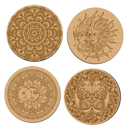 DIY Traditional and Floral Art MDF Wooden Coasters with Brush and Colors, Mandala Coasters, DIY Coastesr, Beige Color Coasters, Set OF 4 Coasters, Coasters & Plates - IM15171