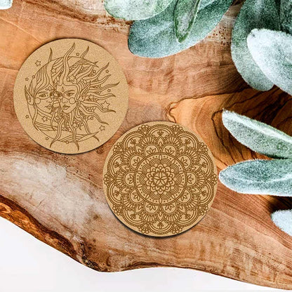 DIY Traditional and Floral Art MDF Wooden Coasters with Brush and Colors, Mandala Coasters, DIY Coastesr, Beige Color Coasters, Set OF 4 Coasters, Coasters & Plates - IM15171