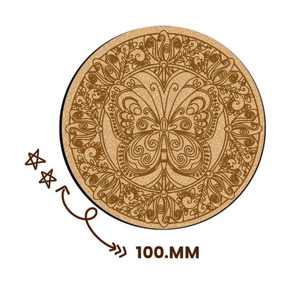 DIY Traditional and Floral Art MDF Wooden Coasters with Brush and Colors, Mandala Coasters, DIY Coastesr, Beige Color Coasters, Set OF 4 Coasters, Coasters & Plates - IM15171