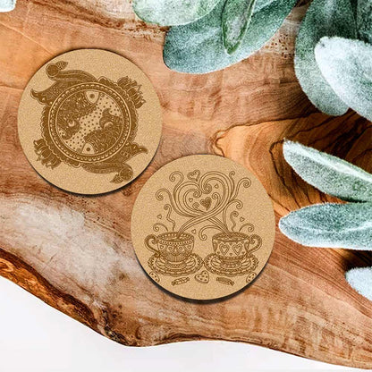DIY Traditional and Floral Art MDF Wooden Coasters with Brush and Colors, Mandala Coasters, DIY Coastesr, Beige Color Coasters, Set OF 4 Coasters, Coasters & Plates - IM15172