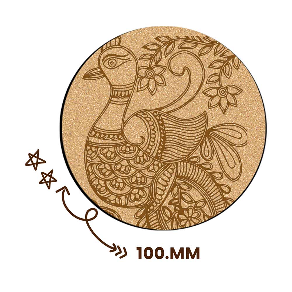 DIY Traditional and Floral Art MDF Wooden Coasters with Brush and Colors, Mandala Coasters, DIY Coastesr, Beige Color Coasters, Set OF 4 Coasters, Coasters & Plates - IM15172