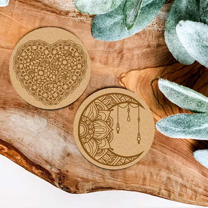 DIY Traditional and Floral Art MDF Wooden Coasters with Brush and Colors, Mandala Coasters, DIY Coastesr, Beige Color Coasters, Set OF 4 Coasters, Coasters & Plates - IM15173