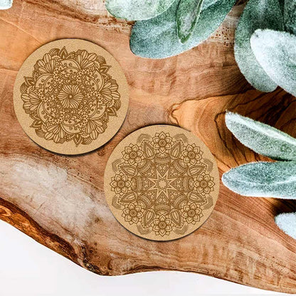 DIY Traditional and Floral Art MDF Wooden Coasters with Brush and Colors, Mandala Coasters, DIY Coastesr, Beige Color Coasters, Set OF 4 Coasters, Coasters & Plates - IM15174