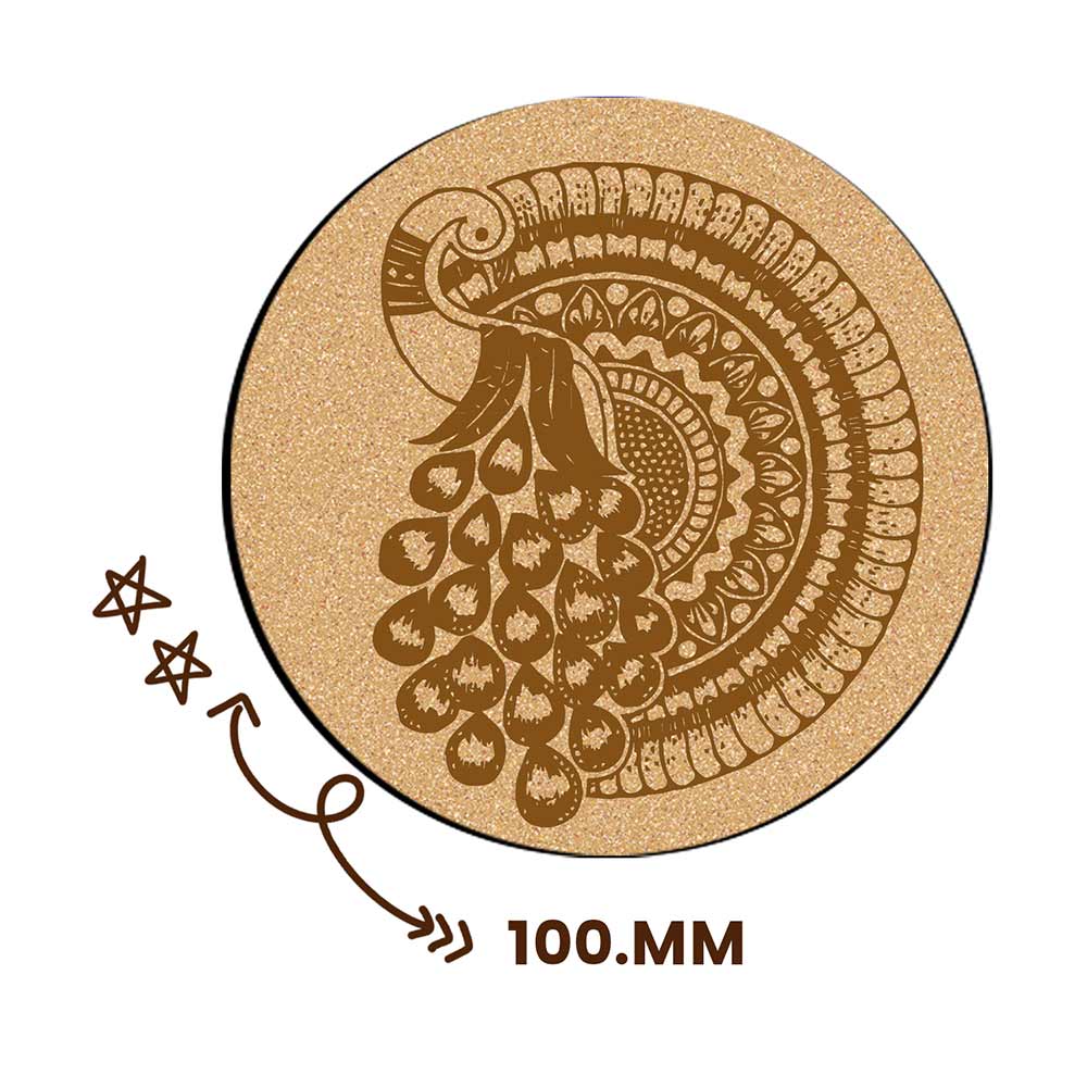 DIY Traditional and Floral Art MDF Wooden Coasters with Brush and Colors, Mandala Coasters, DIY Coastesr, Beige Color Coasters, Set OF 4 Coasters, Coasters & Plates - IM15174