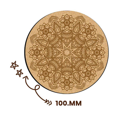 DIY Traditional and Floral Art MDF Wooden Coasters with Brush and Colors, Mandala Coasters, DIY Coastesr, Beige Color Coasters, Set OF 4 Coasters, Coasters & Plates - IM15174