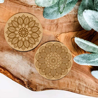 DIY Traditional and Floral Art MDF Wooden Coasters with Brush and Colors, Mandala Coasters, DIY Coastesr, Beige Color Coasters, Set OF 4 Coasters, Coasters & Plates - IM15175