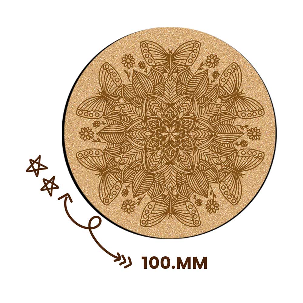 DIY Traditional and Floral Art MDF Wooden Coasters with Brush and Colors, Mandala Coasters, DIY Coastesr, Beige Color Coasters, Set OF 4 Coasters, Coasters & Plates - IM15175