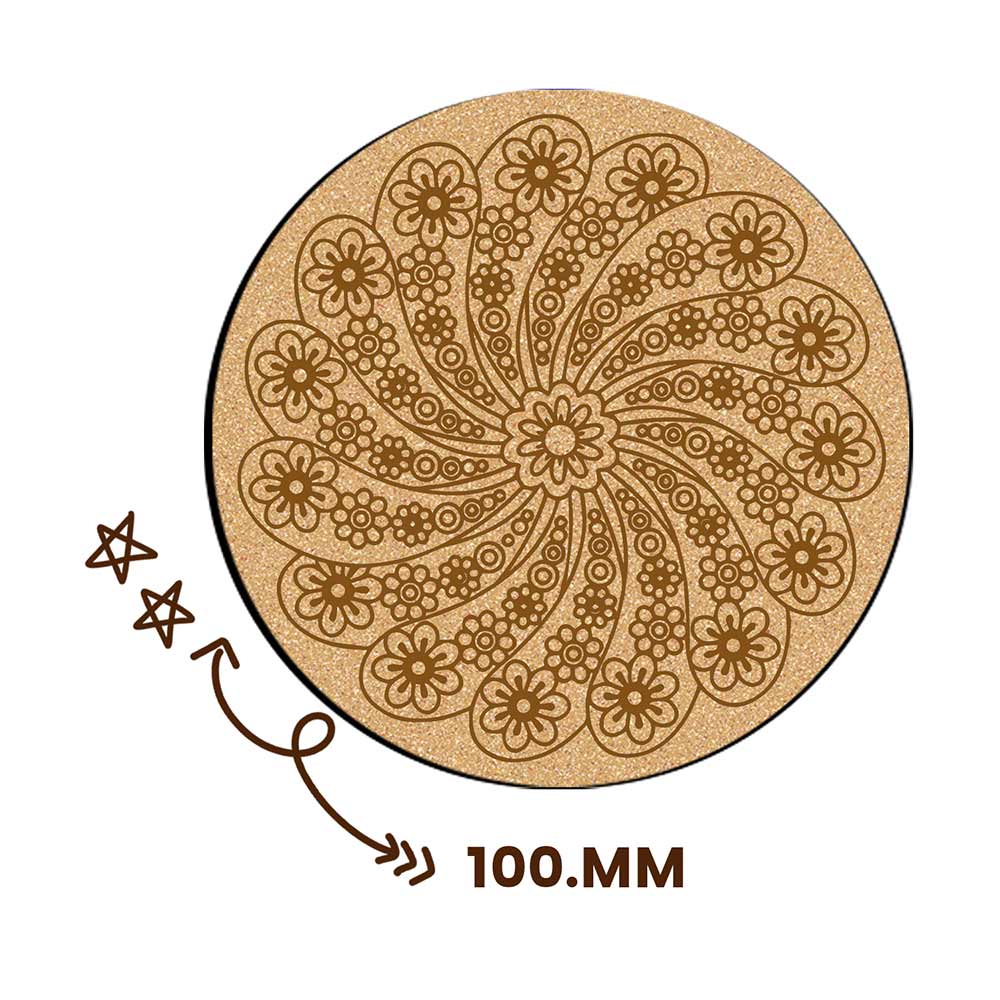 DIY Traditional and Floral Art MDF Wooden Coasters with Brush and Colors, Mandala Coasters, DIY Coastesr, Beige Color Coasters, Set OF 4 Coasters, Coasters & Plates - IM15175