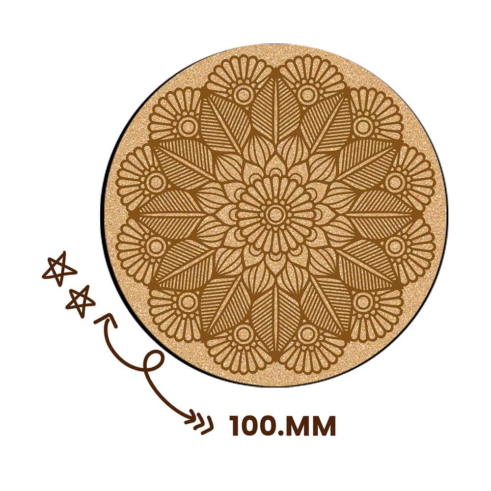 DIY Traditional and Floral Art MDF Wooden Coasters with Brush and Colors, Mandala Coasters, DIY Coastesr, Beige Color Coasters, Set OF 4 Coasters, Coasters & Plates - IM15175