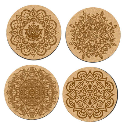DIY Traditional and Floral Art MDF Wooden Coasters with Brush and Colors, Mandala Coasters, DIY Coastesr, Beige Color Coasters, Set OF 4 Coasters, Coasters & Plates - IM15176