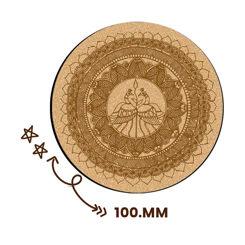 DIY Traditional and Floral Art MDF Wooden Coasters with Brush and Colors, Mandala Coasters, DIY Coastesr, Beige Color Coasters, Set OF 4 Coasters, Coasters & Plates - IM15177