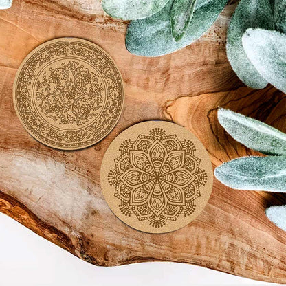 DIY Traditional and Floral Art MDF Wooden Coasters with Brush and Colors, Mandala Coasters, DIY Coastesr, Beige Color Coasters, Set OF 4 Coasters, Coasters & Plates - IM15178