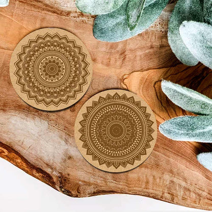 DIY Traditional and Floral Art MDF Wooden Coasters with Brush and Colors, Mandala Coasters, DIY Coastesr, Beige Color Coasters, Set OF 4 Coasters, Coasters & Plates - IM15179
