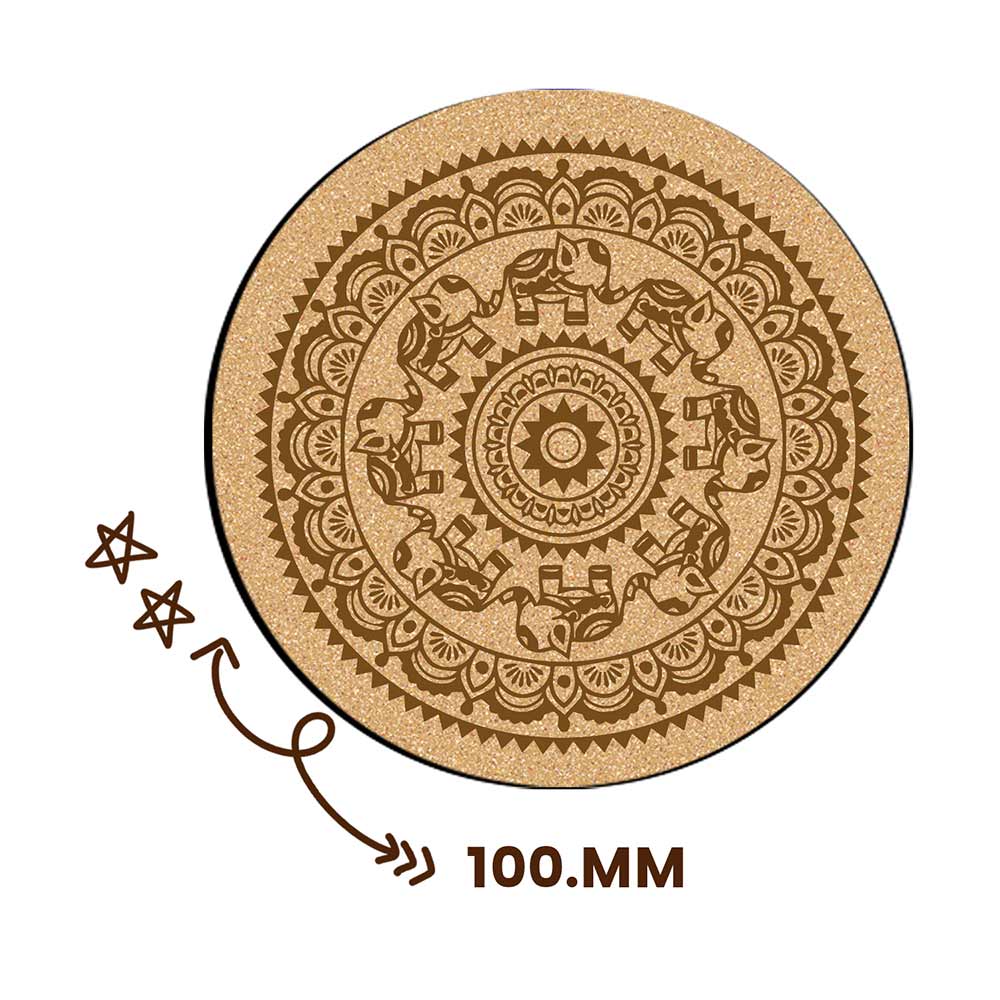 DIY Traditional and Floral Art MDF Wooden Coasters with Brush and Colors, Mandala Coasters, DIY Coastesr, Beige Color Coasters, Set OF 4 Coasters, Coasters & Plates - IM15179