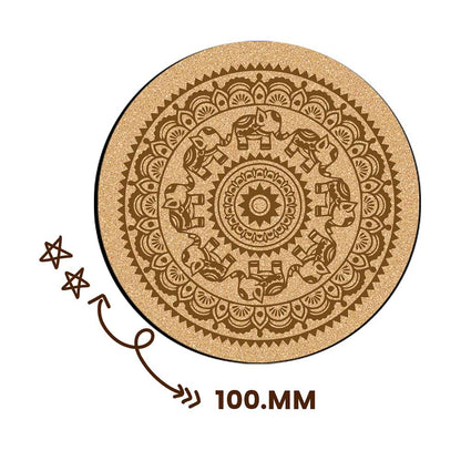 DIY Traditional and Floral Art MDF Wooden Coasters with Brush and Colors, Mandala Coasters, DIY Coastesr, Beige Color Coasters, Set OF 4 Coasters, Coasters & Plates - IM15179