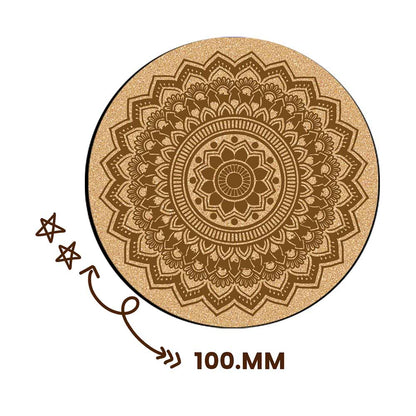 DIY Traditional and Floral Art MDF Wooden Coasters with Brush and Colors, Mandala Coasters, DIY Coastesr, Beige Color Coasters, Set OF 4 Coasters, Coasters & Plates - IM15179