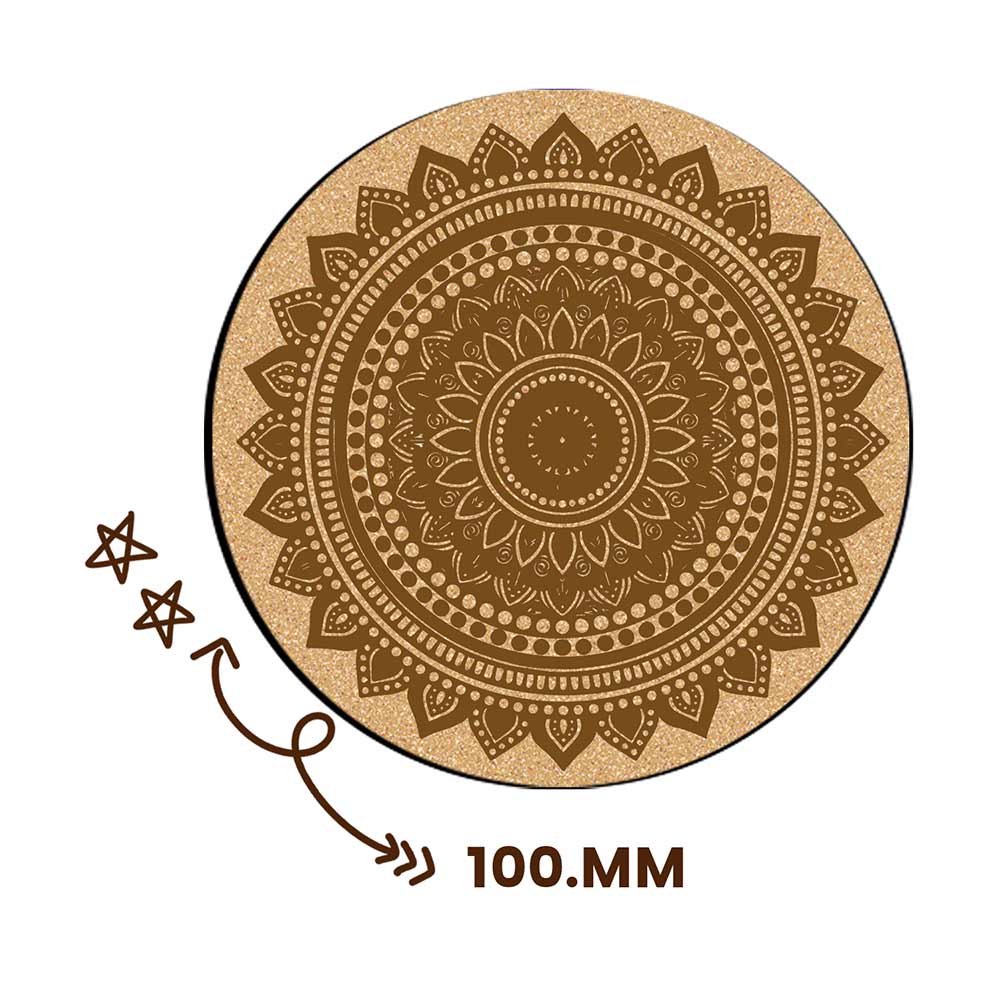 DIY Traditional and Floral Art MDF Wooden Coasters with Brush and Colors, Mandala Coasters, DIY Coastesr, Beige Color Coasters, Set OF 4 Coasters, Coasters & Plates - IM15179