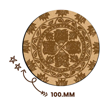 DIY Traditional and Floral Art MDF Wooden Coasters with Brush and Colors, Mandala Coasters, DIY Coastesr, Beige Color Coasters, Set OF 4 Coasters, Coasters & Plates - IM15180