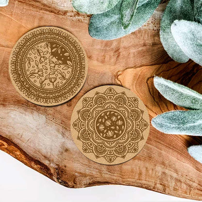 DIY Traditional and Floral Art MDF Wooden Coasters with Brush and Colors, Mandala Coasters, DIY Coastesr, Beige Color Coasters, Set OF 4 Coasters, Coasters & Plates - IM15181