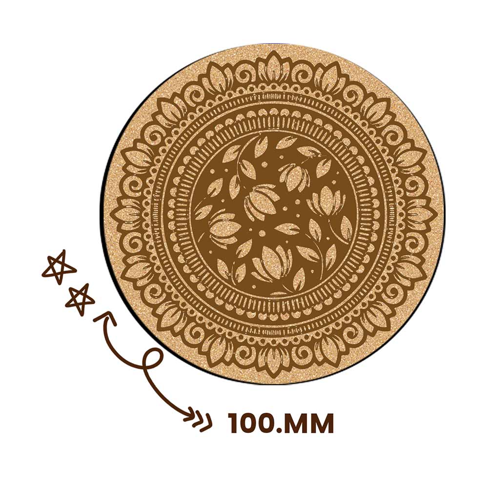 DIY Traditional and Floral Art MDF Wooden Coasters with Brush and Colors, Mandala Coasters, DIY Coastesr, Beige Color Coasters, Set OF 4 Coasters, Coasters & Plates - IM15181
