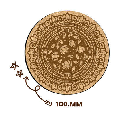 DIY Traditional and Floral Art MDF Wooden Coasters with Brush and Colors, Mandala Coasters, DIY Coastesr, Beige Color Coasters, Set OF 4 Coasters, Coasters & Plates - IM15181