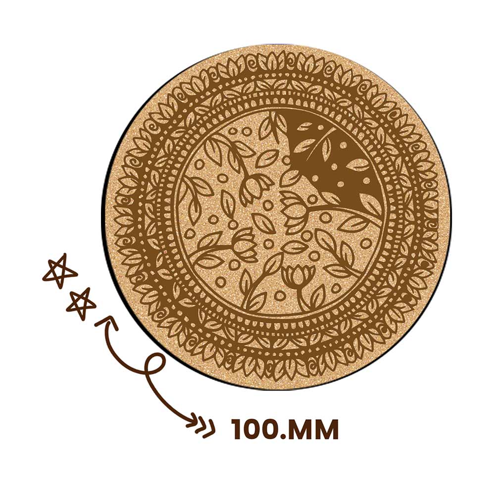 DIY Traditional and Floral Art MDF Wooden Coasters with Brush and Colors, Mandala Coasters, DIY Coastesr, Beige Color Coasters, Set OF 4 Coasters, Coasters & Plates - IM15181